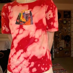 red tie dye graphic tee